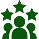 Three people with three green stars above them.